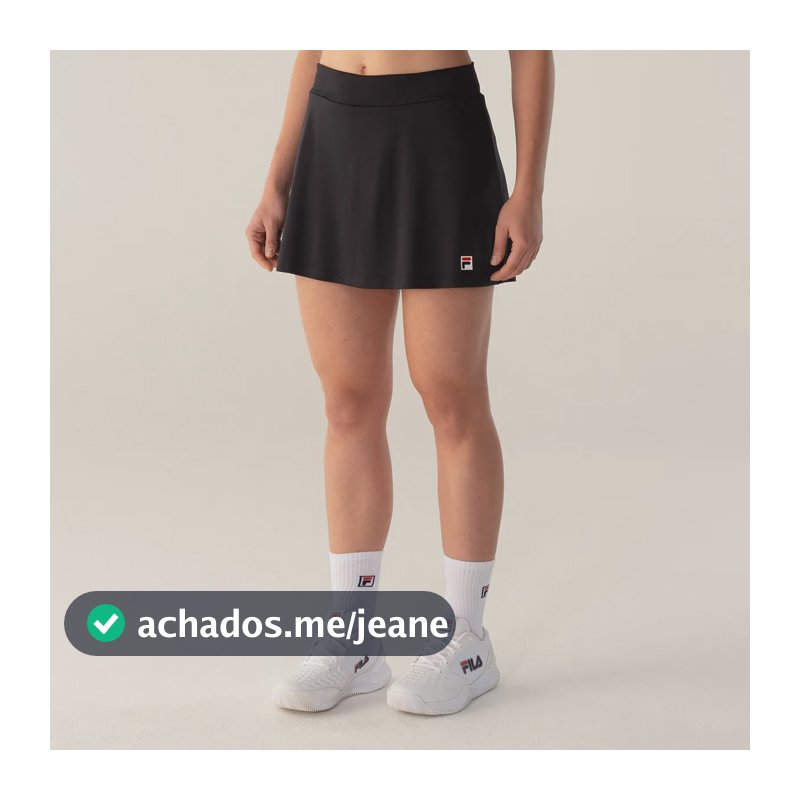 Saia Shorts Feminino Fila Tennis Basic Preto/preto/vermelho Lisa Gg
