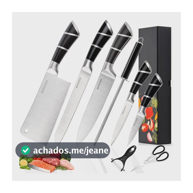 Kit 8 Facas Inox Para Cozinha Robustas Afiadas E Resistentes Preto