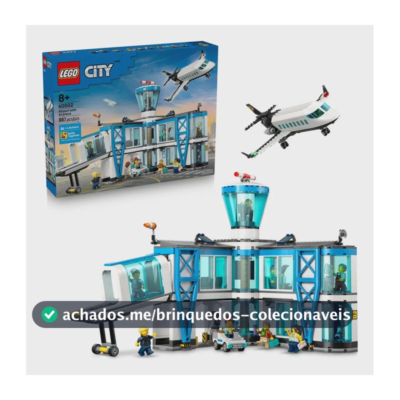 LEGO City Aeroporto Avião 60502 Jogo de Montar com 887 Peças e Acessórios para Idade 8
