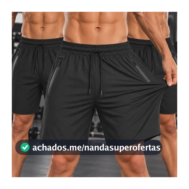 Kit 3 Bermudas Dry Fit De Alto Padrão Para Academia Preto G