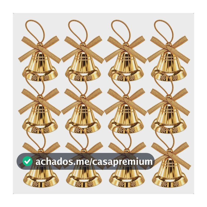 Kit 12 Mini Sino Enfeites De Natal Decoração Pendente Árvore Dourado Ex Decor
