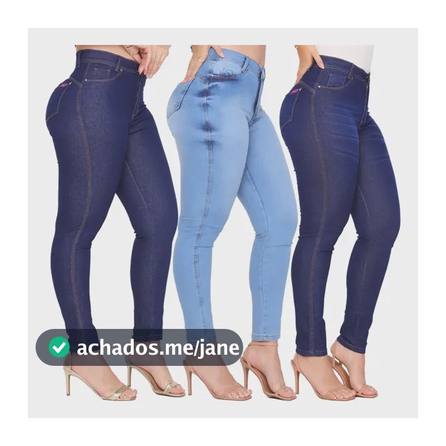 Kit 3 Calça Jeans Feminina Cintura Alta C/ Elastano Lycra