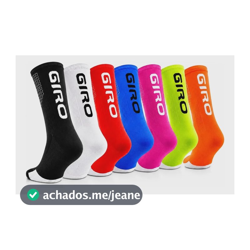 Meia Antiderrapante Esportiva Cano Alto Corrida Ciclismo Preto Único