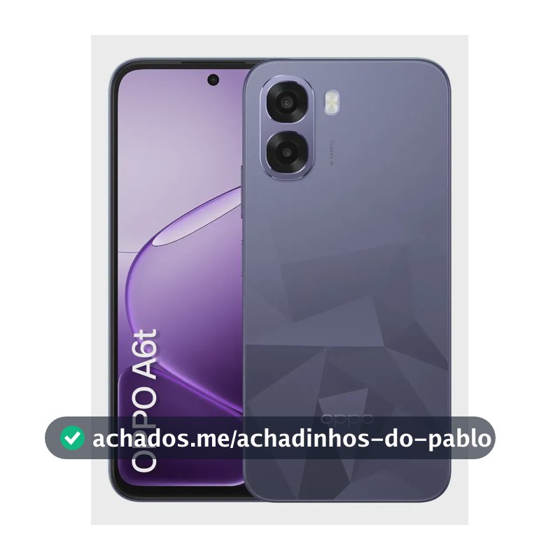 Smartphone OPPO A6t 128GB 12GB RAM (4GB + 8GB RAM Virtual) Bateria Gigante 6500 mAh Câmera AI Violeta