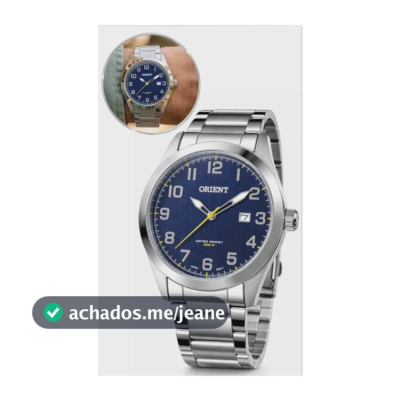 Relógio Orient Masculino Prata Esportivo Aço Inoxidável Prova Dágua 100 Metros Analógico Fundo Azul Casual Original