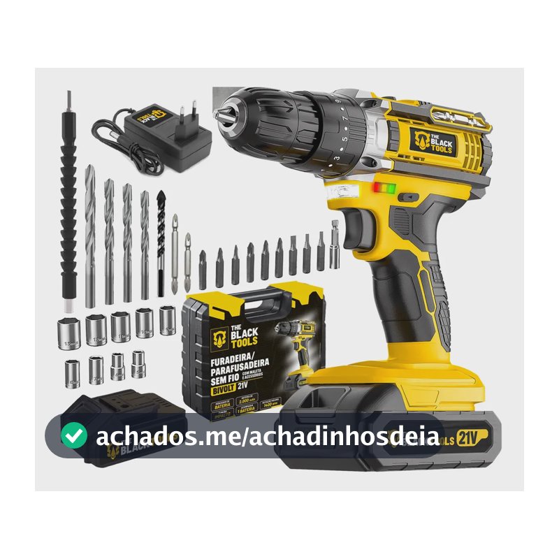 Parafusadeira E Furadeira Impacto The Black Tools Tb-21pw 3/8 Cor Amarelo Frequência 50/60 Hz