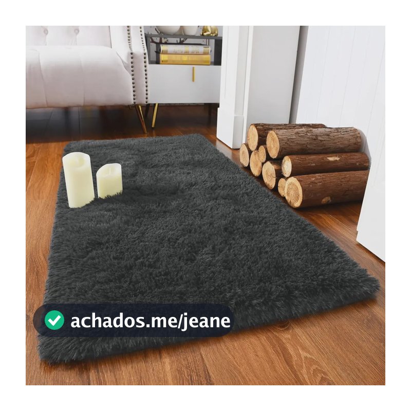Passadeira Corredor 1,00x0,60 Tapete Super Peludo Beira De Cama Sala Quarto Cinza Texfine