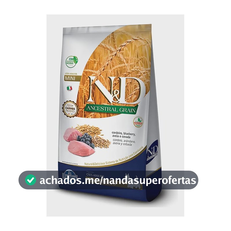 Ração N&d Ancestral Grain Cão Adulto Mini Cordeiro Blueberry 2,5kg