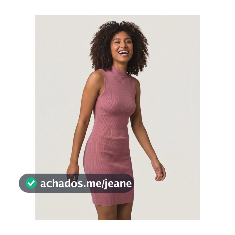 Vestido Feminino Regata Gola Alta Canelado Balse Rosa Liso Gg