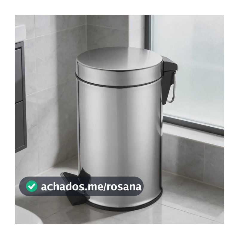 Lixeira 5 L Litros Aço Inox Espelhada Com Pedal e Alça Balde Removível Banheiro Escritório Consultório Lavabo Pia Cat Black Presentes