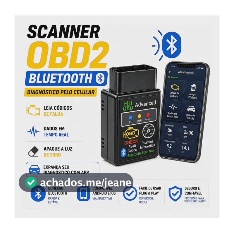 Scanner Obd2 Automotivo Bluetooth Android Ios Yc218b Diy
