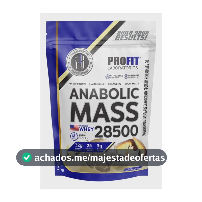 Proteína ProFit Laboratórios Hipercaloricos Anabolic Mass 28500 em pó sabor Baunilha x 3kg