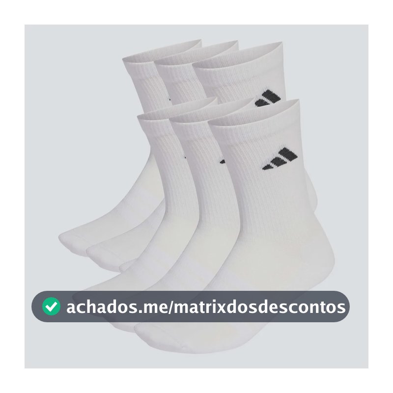 6 Pares De Meias Acolchoadas adidas Branco Liso G