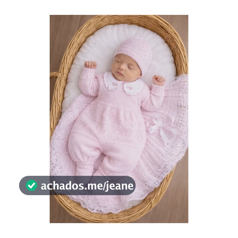 Saída Maternidade Bebê Trico Renda Bordada Manta Laço Cetim Rosa 0 A 6 Meses