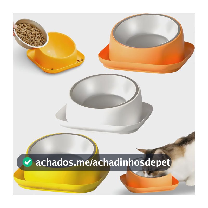 Comedouro Tigela Inox Caes Cachorros Gatos Pet Anti Formiga Cor Laranja Manual