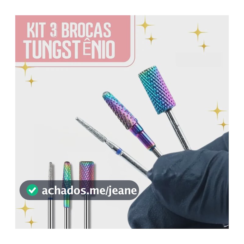 Kit 3 Broca Unha Tungstênio Manicure Gel Remoção Acabamento