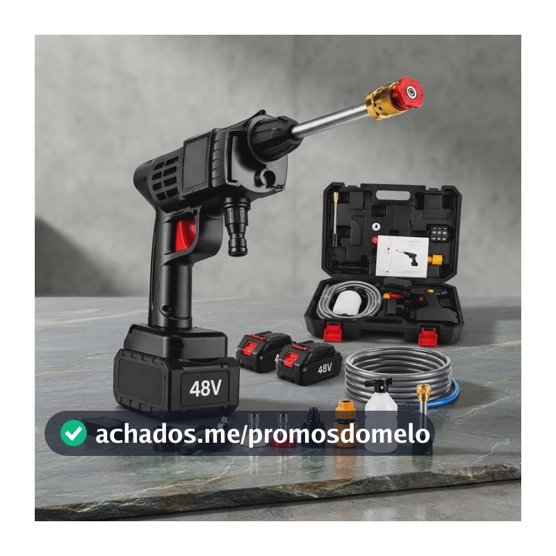 Lavadora Portátil Sem Fio 48v Lava Jato 2 Baterias Maleta Preto 127/220v 50/60hz