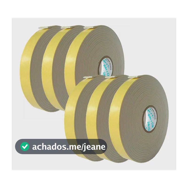 6 Fitas Banana Dupla Face Espuma 19mm X 5,5m Toke E Crie Top Branco