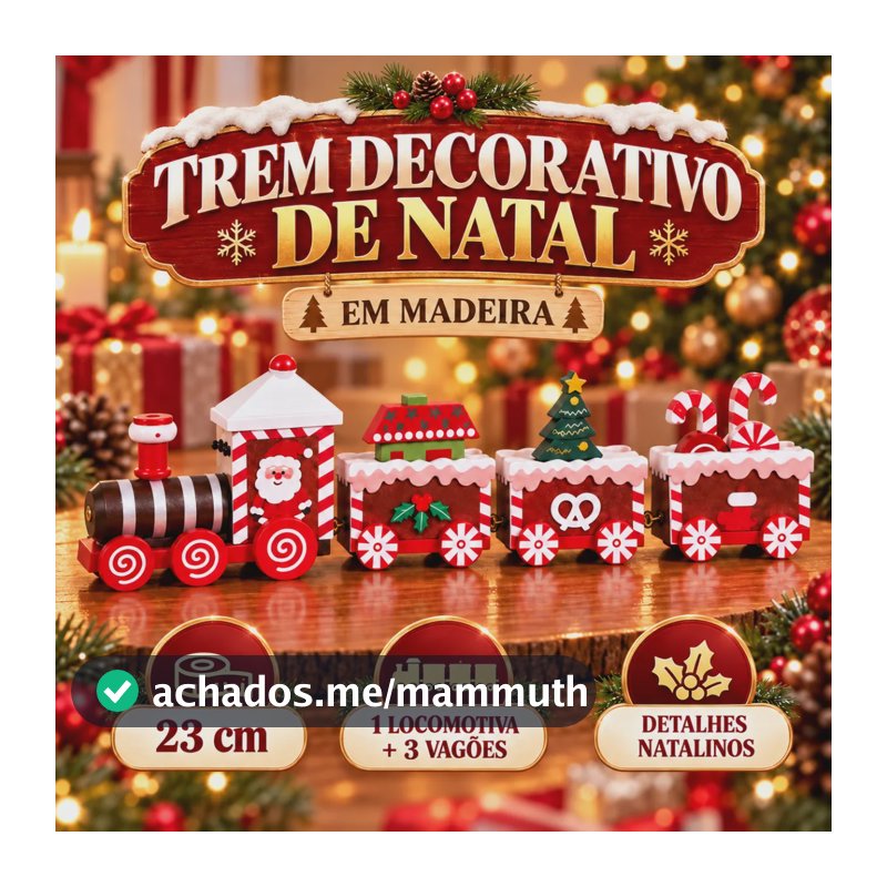 Trenzinho De Natal De Madeira Decorativo Enfeite Natalino 1 Unidade