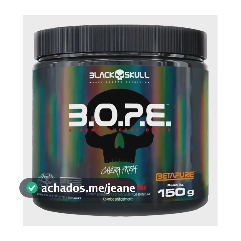 Pré Treino Black Skull B.o.p.e. 150g Pó Energia Foco Origina Fruit Punch - Frutas Vermelhas