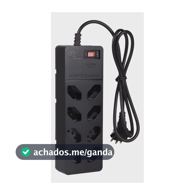 Filtro Linha Régua Energia 8 Tomadas Tecnologia Lcf Clamper Preto 127/220v