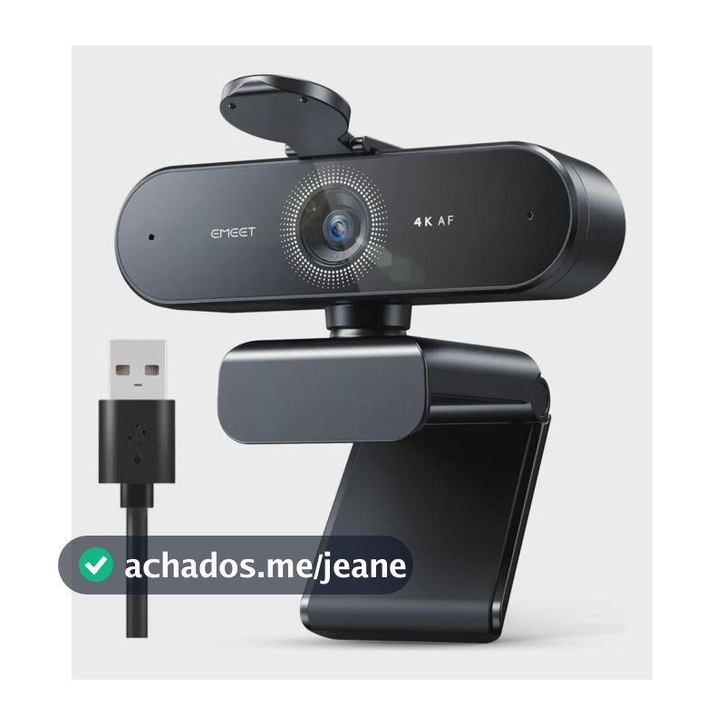 EMEET Nova 4K Webcam 1080P 60Fps Camera Para Pc Streaming Microfone Kit Viedeo Conferencia Foco Automático Preto