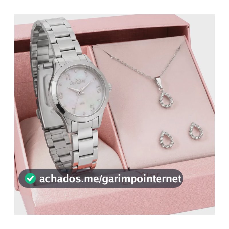 Kit Relógio Condor Feminino Com Colar E Brincos Co2036mxg/k4b