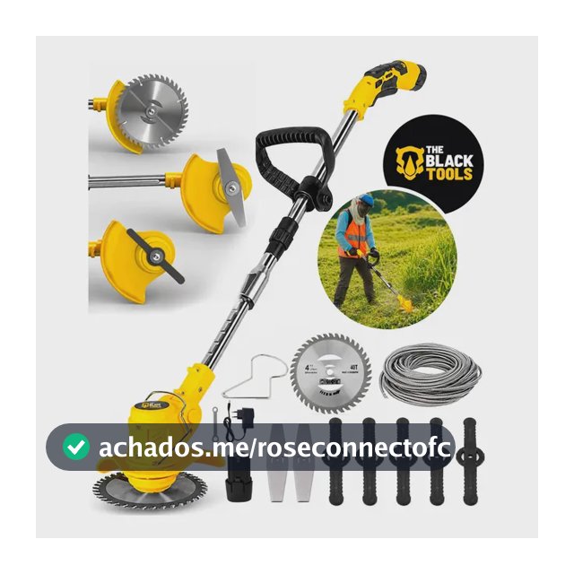 Roçadeira Aparador Grama A Bateria Recarregável 460w Profissional Com Acessórios Tcg12b The Black Tools