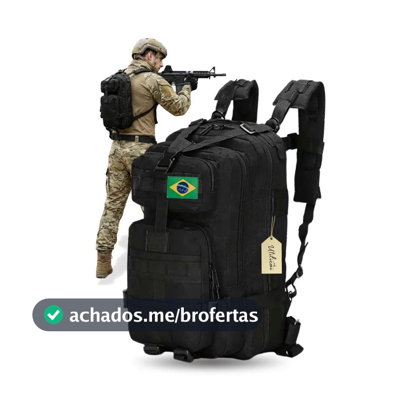 Mochila Militar Bolsa Tática Resistente 30 Litros Super Reforçada Impermeável Bandeira Brasil Brinde Utilizzei