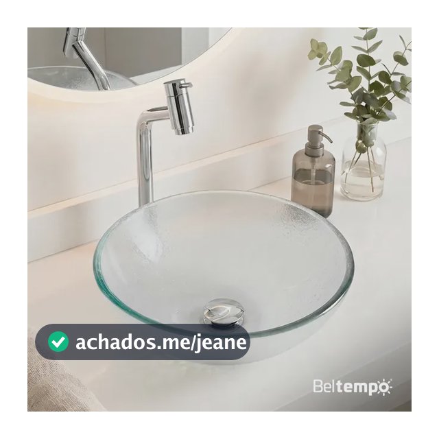 Cuba Pia De Apoio Sobrepor Vidro Redonda 30 cm Transparente Banheiro Lavabo Beltempo Bt-4030 Texturizado