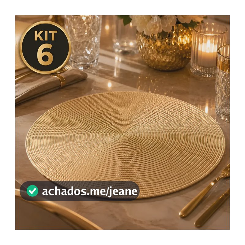 Jogo Americano Redondo 6 Peças Mesa Posta Cozinha 38 Cm Top Bege Claro
