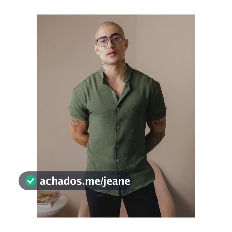 Camisa Manga Curta Gola Padre Masculina Social Trabalho Verde Militar Gg