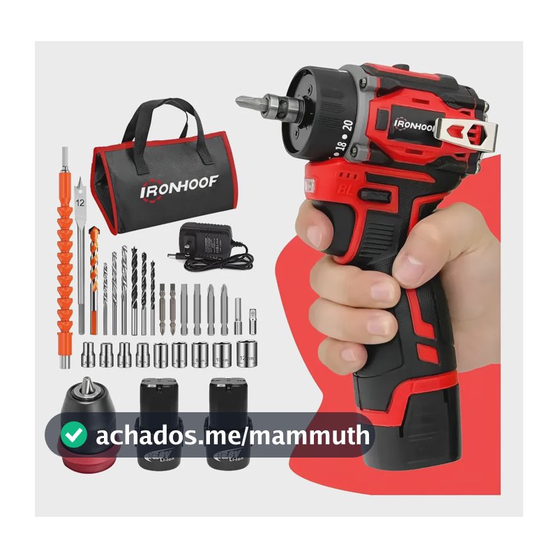 Furadeira Parafusadeira Brushless Sem Fio 16.8v 2 Bateria Vermelho 127/220v