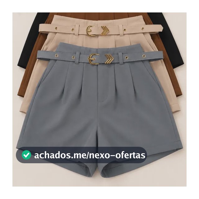 Kit 4 Short Feminino Social Cintura Alta P M G Gg Preto-marrom-bege-cinza Liso Gg