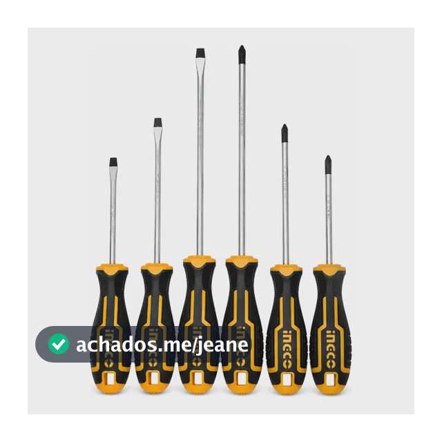 Jogo De Chaves Ingco Fenda E Philips 6 Peças Imantadas Crv