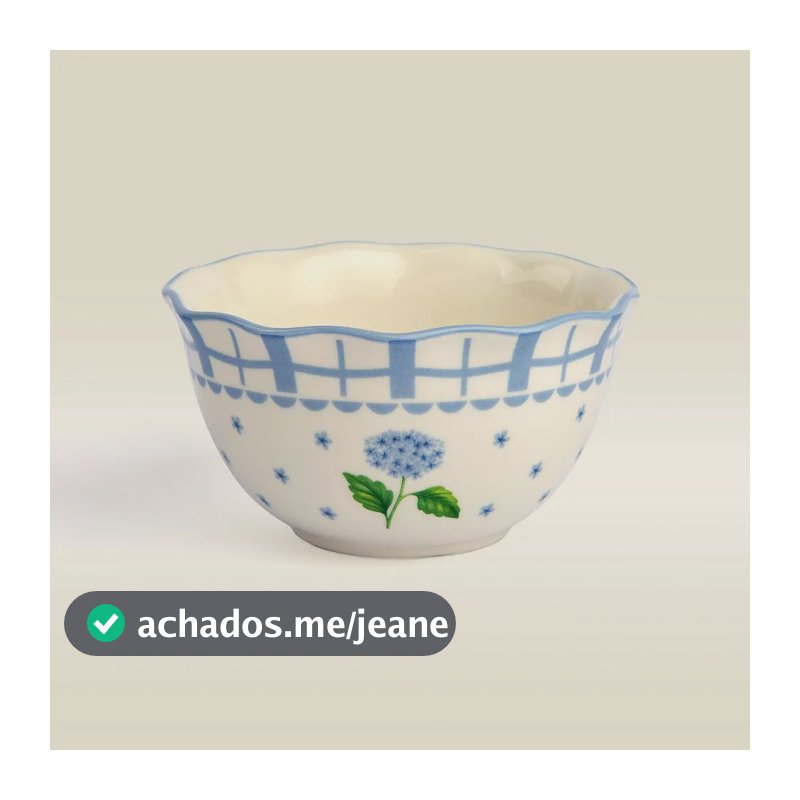 Bowl Hortênsia Cerâmica 300ml - A\casa Azul E Branco