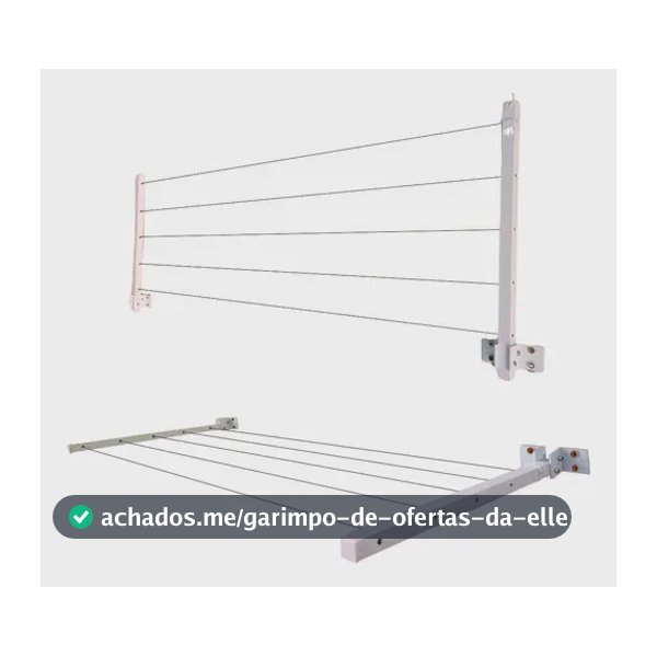 Varal Retrátil 60kg Parede Reforçado Dobrável Apartamento Branco