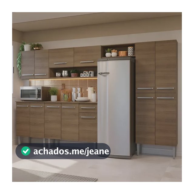 Armário De Cozinha Completa 293cm Emilly Madesa 011 Cor Rustic