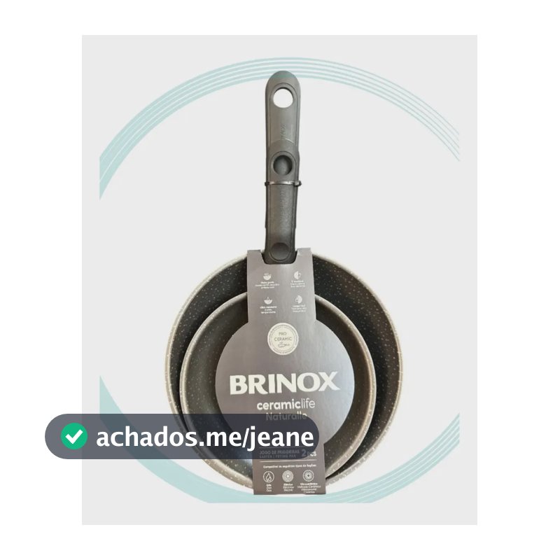 Conjunto de Frigideiras Brinox Ceramic Life Naturalle Antiaderente com Revestimento Cerâmico para Fogão a Gás e Elétrico