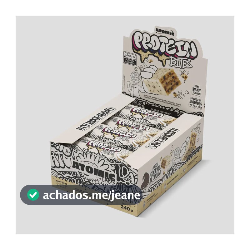 Protein Bites Atomic Labs - Sabor Cookies & Cream - Wafer Proteico