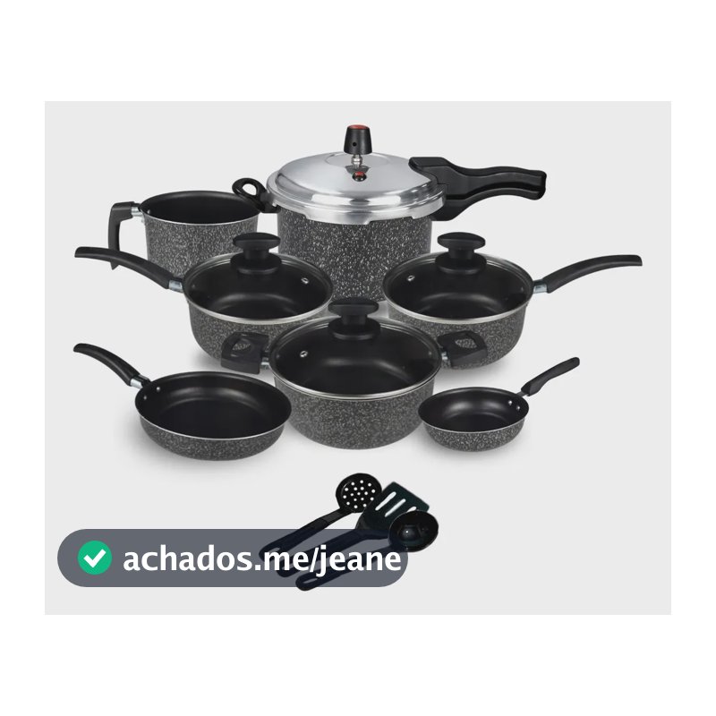 Conjunto De Panelas Com Panela De Pressão Fechamento Externo Cor Cerâmica Black