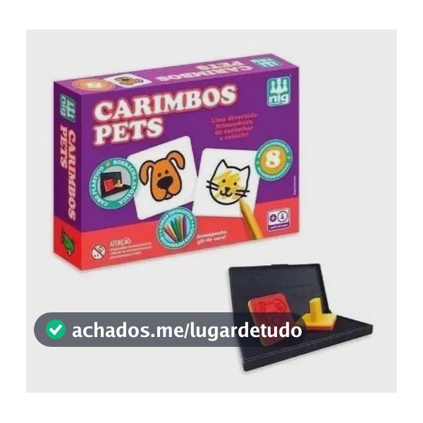 Kit Carimbos Infantis Pets Educativos Nig Brinquedos Com Giz de Cera