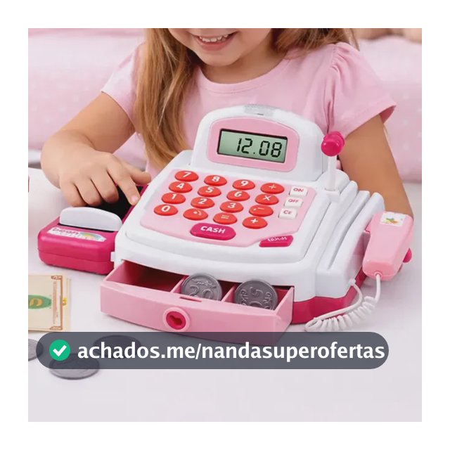 Caixa Registradora De Brinquedo Som Luz Mini Mercadinho Rosa