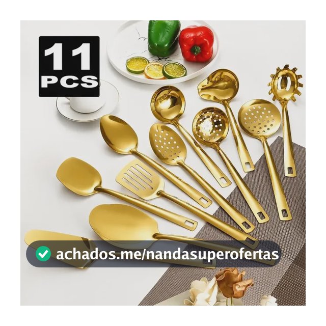 Kit Faqueiro Dourado Luxo Jogo Talheres Inox 11 Pçs Dourado