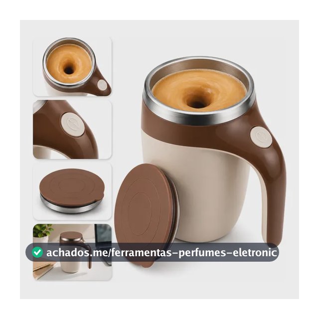 Caneca Mixer Inox Misturador Automático Recarregável Usb Chocolate