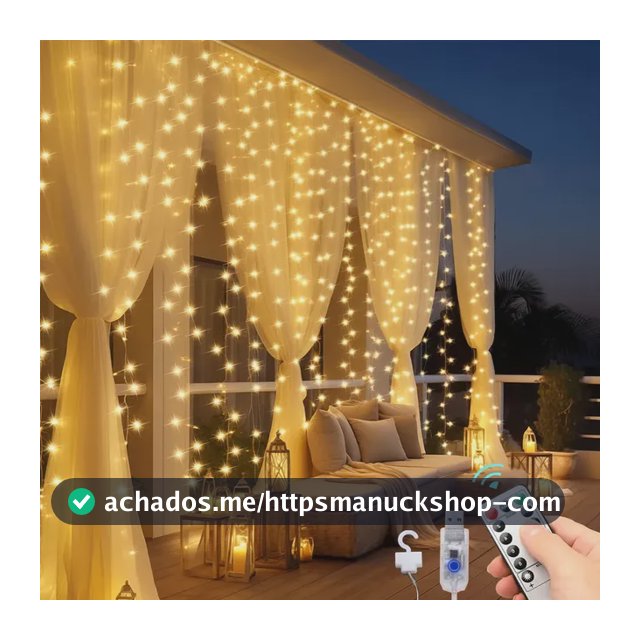 300 Leds 3x3 M Usb Luz De Cortina Decoraçãoluzes Natal Branco Quente 127/220v