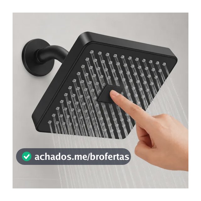 Heemli Ducha Chuveiro Alta Autolimpante Articulável Quadrada Preto Fosco