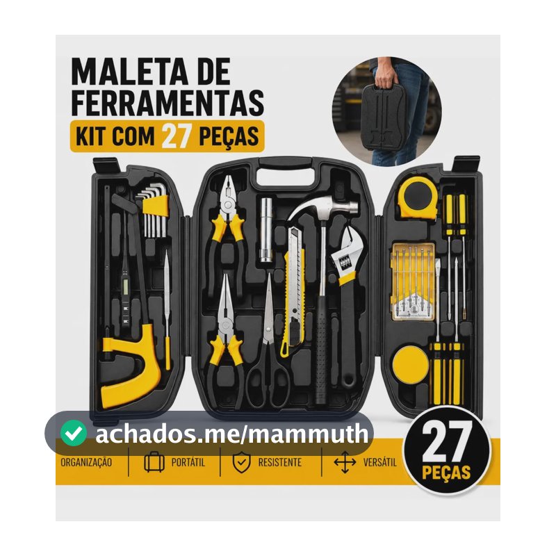 Kit De Ferramentas 27 Peças Com Maleta Completo Jogo De Ferramentas Para Casa Reparos Manutenção Móveis E Emergências Prático Versátil