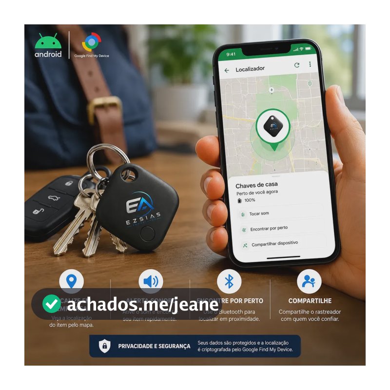 Mini Localizador Rastreador Smart Tag Gps Com Cordão Chaveiro Cor Preto Compatível Com Android
