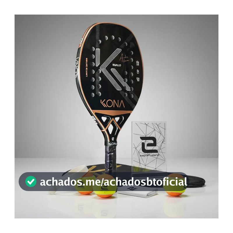 Raquete Beach Tennis Kona Kvalo 2025 Fibra Carbono 3K EVA - Preta